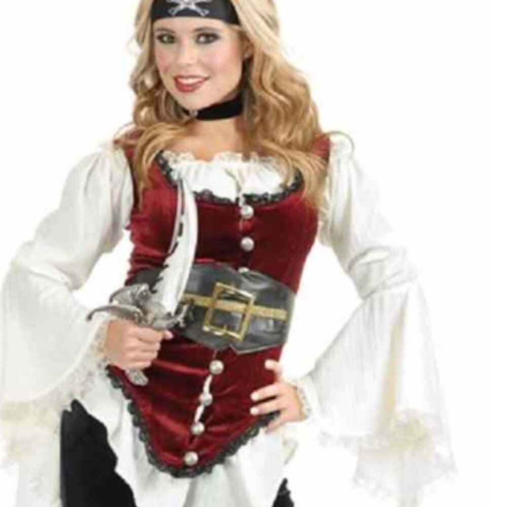 Pirate Lady Blouse /White Shirt * Halloween Costume * Size Large